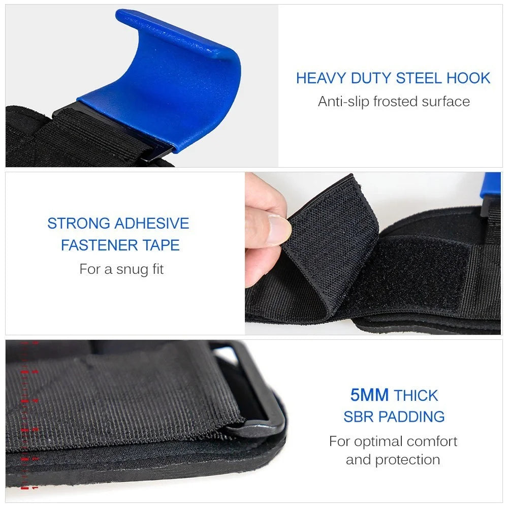 Weight Lifting Hooks Heavy Duty Lifting Wrist Straps Dumbbells Weightlifting Sports Gloves and Grip Pads for Deadlift Powerlifting Pull Up Bar - Black - 6