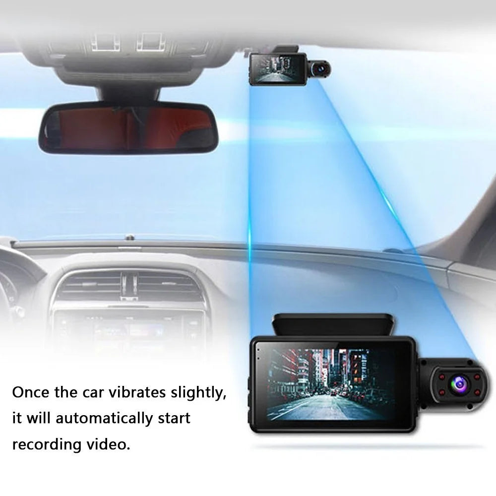 1080P DVR Dash Camera Front and Inside Dual Camera Car Dashcam 3 inch Gravity Sensing IPS Screen Driving Recorder with Night Vision 170-Degree Wide Angle G-Sensor Parking Monitor - 4