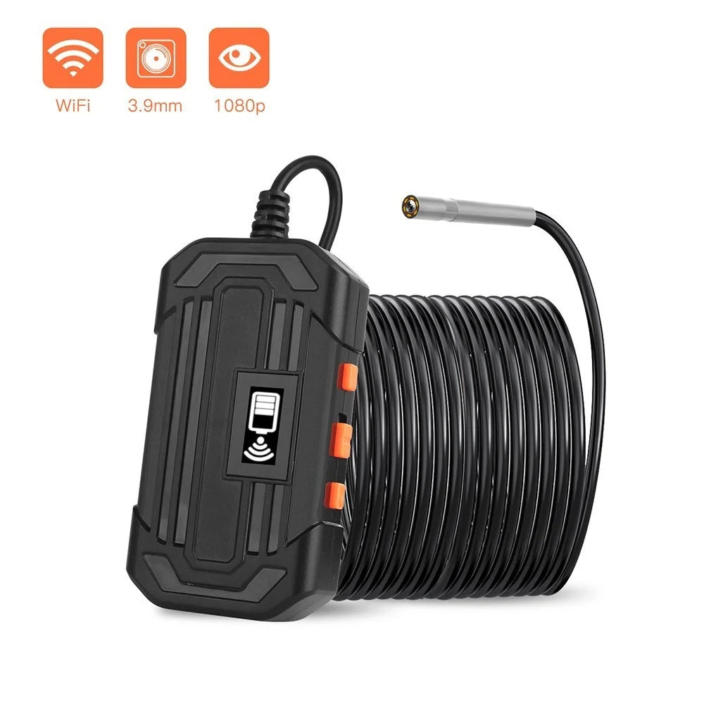 2m Hard Wire Wireless Fidelity Connected Industrial Endoscope Borescope IP67 Waterproof Inspection Camera with Built-in 6pcs Dimmable LEDs 3.9mm Lens 1960*1080 Resolution - 3