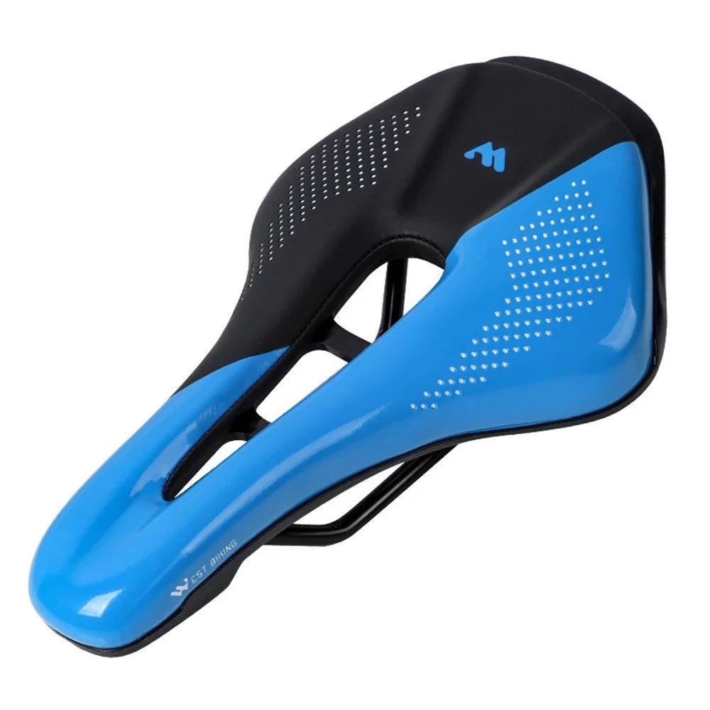 WEST BIKING Bike Saddle Bicycle Saddle Replacement Soft PU Leather Hollow Seat Cushion for MTB Mountain Bike Road Bike - Black / Blue - 1