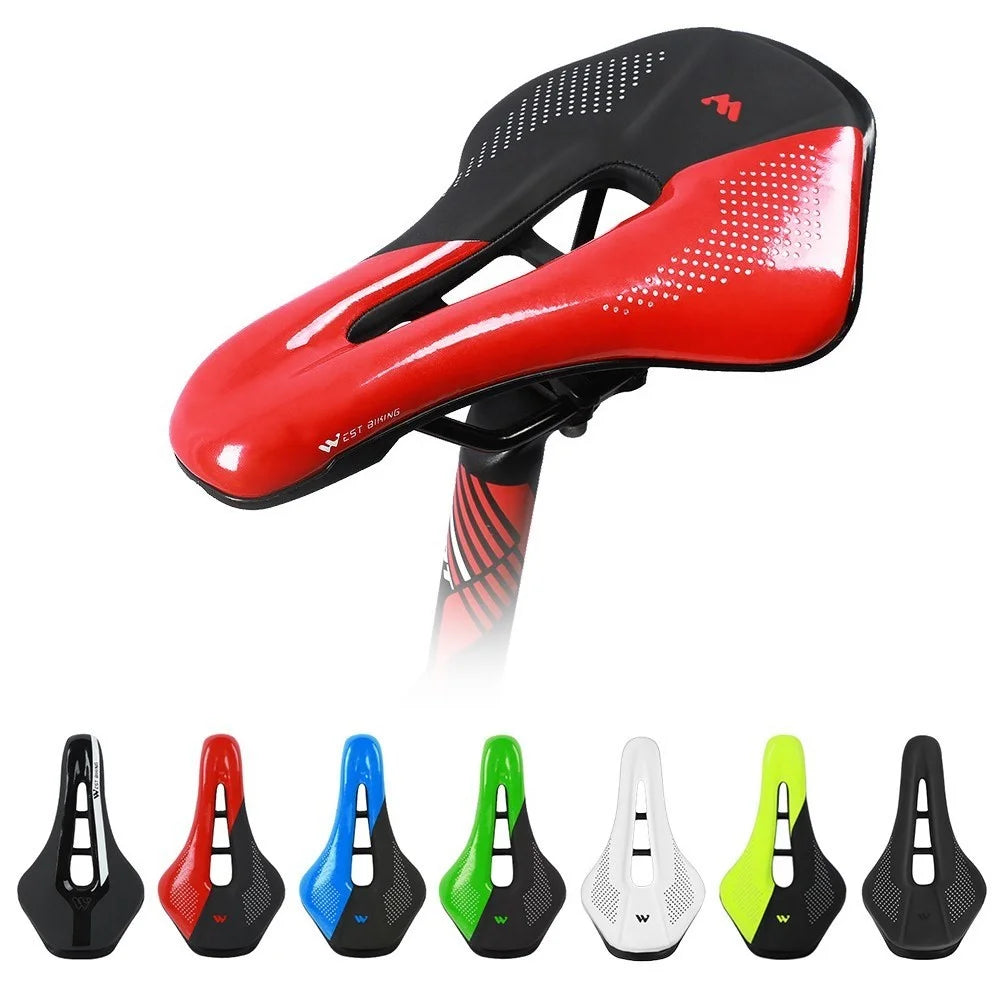 WEST BIKING Bike Saddle Bicycle Saddle Replacement Soft PU Leather Hollow Seat Cushion for MTB Mountain Bike Road Bike - Black / Blue - 2