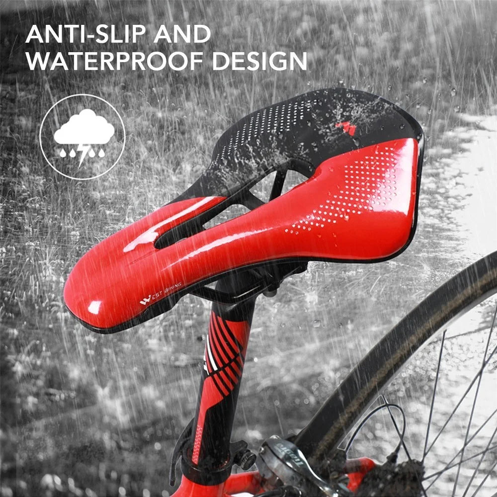 WEST BIKING Bike Saddle Bicycle Saddle Replacement Soft PU Leather Hollow Seat Cushion for MTB Mountain Bike Road Bike - Black / Blue - 4