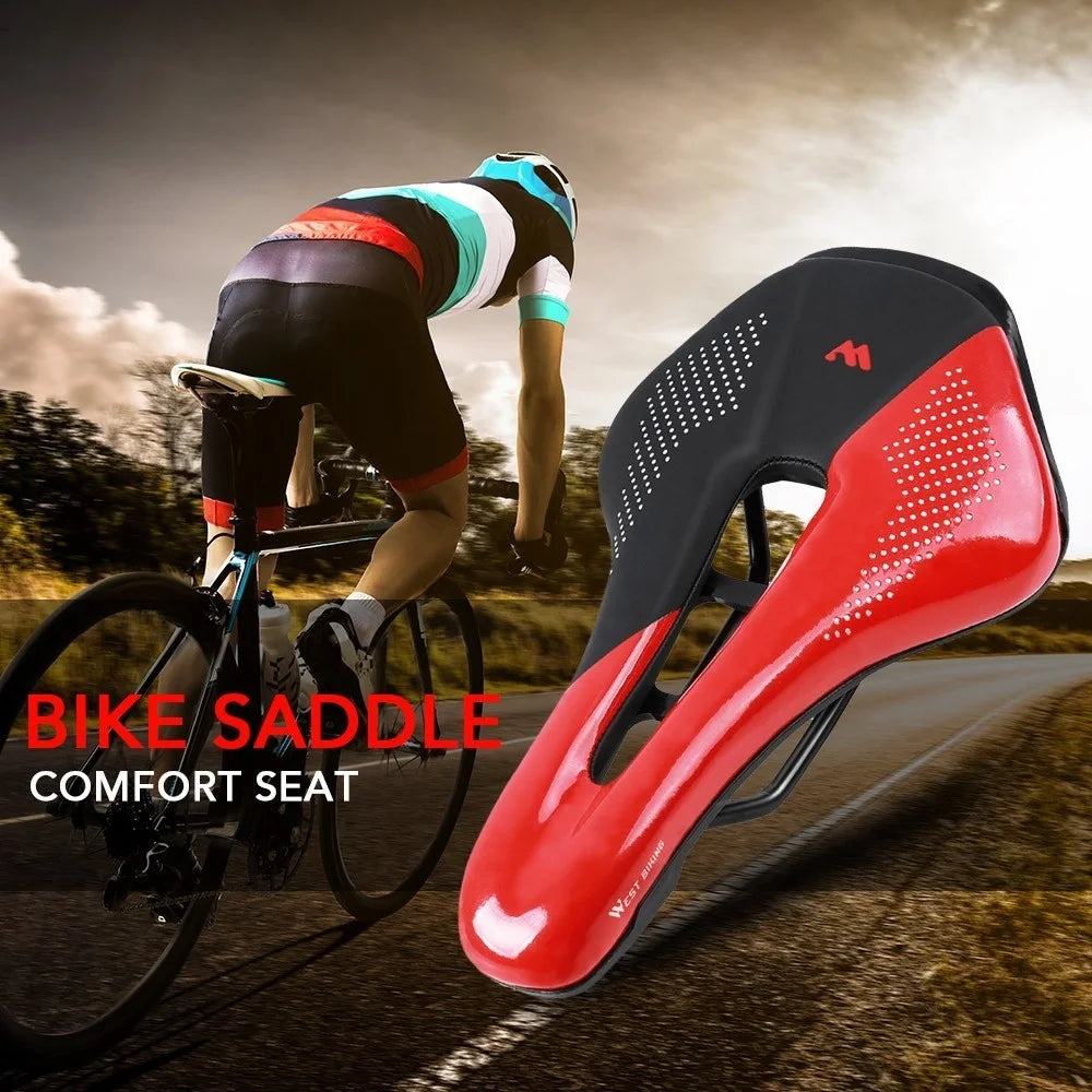 WEST BIKING Bike Saddle Bicycle Saddle Replacement Soft PU Leather Hollow Seat Cushion for MTB Mountain Bike Road Bike - Black / Blue - 7