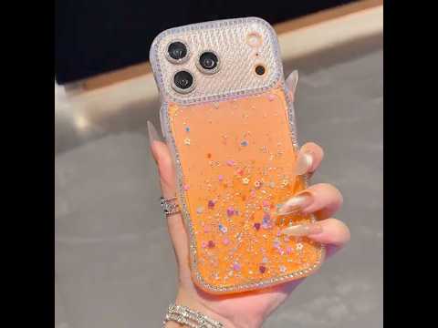 For iPhone 18 Pro / 17 Pro Case Glitter Epoxy Design TPU Protective Case with Sparkly Rhinestone Decor Wave Frame - Gradient Yellow