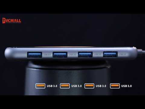BASEUS Multi-function HUB Type-C to USB3.0*4+PD for Mobile Phone and Computer - Dark Grey