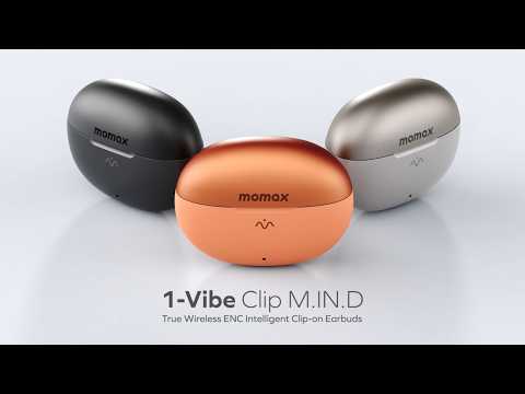 MOMAX BT15 1-Vibe Clip M.IN.D Open-Ear Clip-On Earbuds AI Noise Cancelling IPX4 Wireless Earphones for Sports Office - Orange