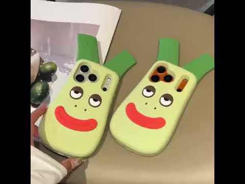 For iPhone 18 Pro Max / 17 Pro Max Silicone Case Cute Big Green Onion Design Shockproof Phone Back Cover