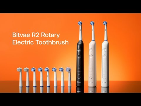 BITVAE R2 Rotating Electric Toothbrush Adults Rechargeable 5 Modes Waterproof Toothbrush with 8 Brush Heads - White