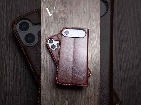 QIALINO For iPhone Air Case Wallet Stand Genuine Cow Leather Phone Cover - Black