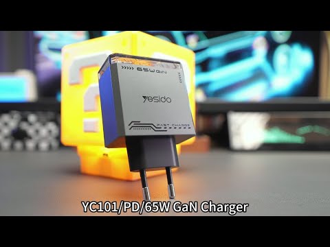 YESIDO YC101 65W GaN Charger USB A + 2 USB C Transparent Mech Fast Charging Adapter