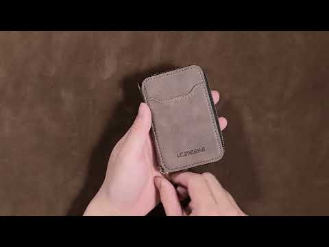 LC.IMEEKE L6 Zipper Wallet Case RFID Blocking Phone Magnetic Card Holder - Coffee