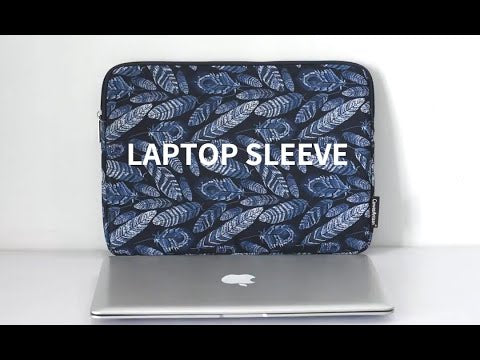 CANVASARTISAN H4-03 Notebook Liner Bag Leaves Pattern Protective Cover Zipper Case for 15-inch Laptop