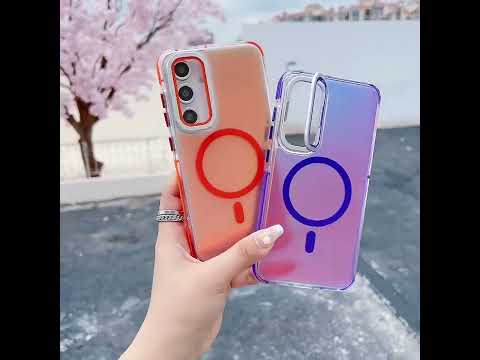 For iPhone 18 Pro Max / 17 Pro Max Magnetic Case Cute Fluorescent Design TPU Acrylic Phone Back Cover - Purple