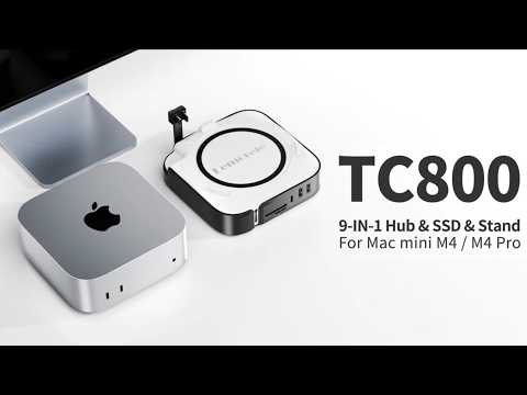 LEMORELE TC800 9-in-1 USB-C Hub for Mac Mini M4 / M4 Pro USB TF SD Card 10Gbps M.2 NVMe SSD Slot Dual 4K 60Hz Expansion Dock - Black