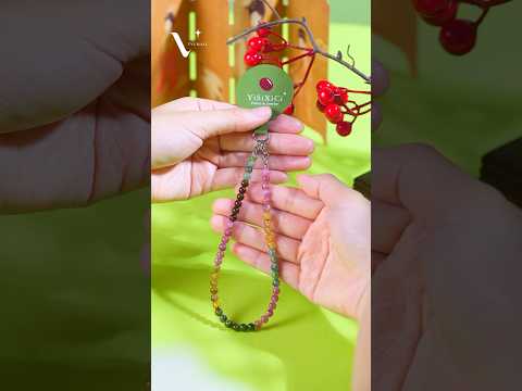 YISIXICI SJL0018 6mm Round Bead Bracelet Colored Tourmaline Mobile Phone Charm Wrist Lanyard