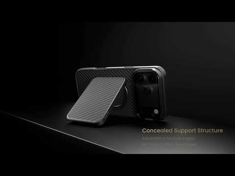 NILLKIN FiberMate Magnetic Phone Card Bag Ultra Slim Aramid Fiber RFID Blocking Card Holder with Stand Function - Black