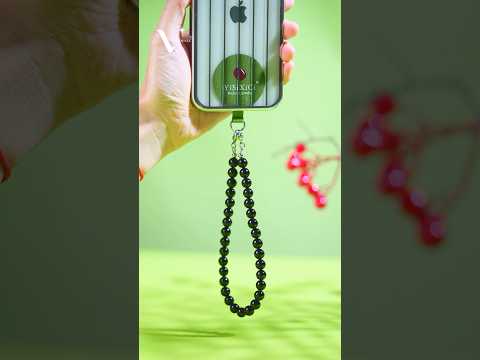 YISIXICI SJL0017 Black Tourmaline Charm Bracelet 8mm Round Bead Phone Wrist Lanyard