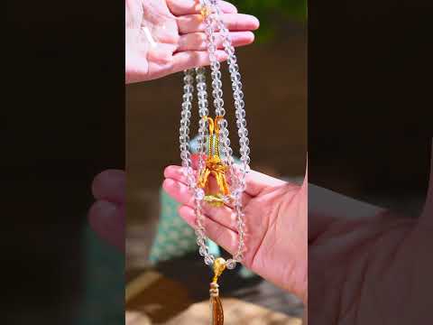 108 White Crystal Beads Buddhist Prayer Wrap Bracelet Mala Beads Necklace with Silk Pouch
