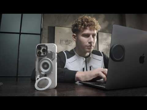 AULUMU G09 Magnetic Ring Stand 360° Rotating Finger Loop Dual-Axis Design Phone Holder Grip - Black