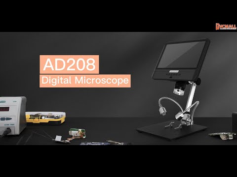ANDONSTAR AD208 8.5 Inch LCD Digital Microscope 5X-260X Video Microscope with Adjustable Metal Stand and LED Light