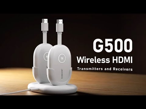 LEMORELE G500 1080P 60Hz HDTV Wireless Video Transmitter and Receiver Kit Low Latency HDTV Synchronizer with Charging Station - White
