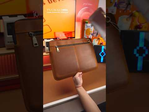 For MacBook Air 13 inch (2022) A2681 Carrying Pouch Cowhide Leather Zipper Storage Bag - Brown