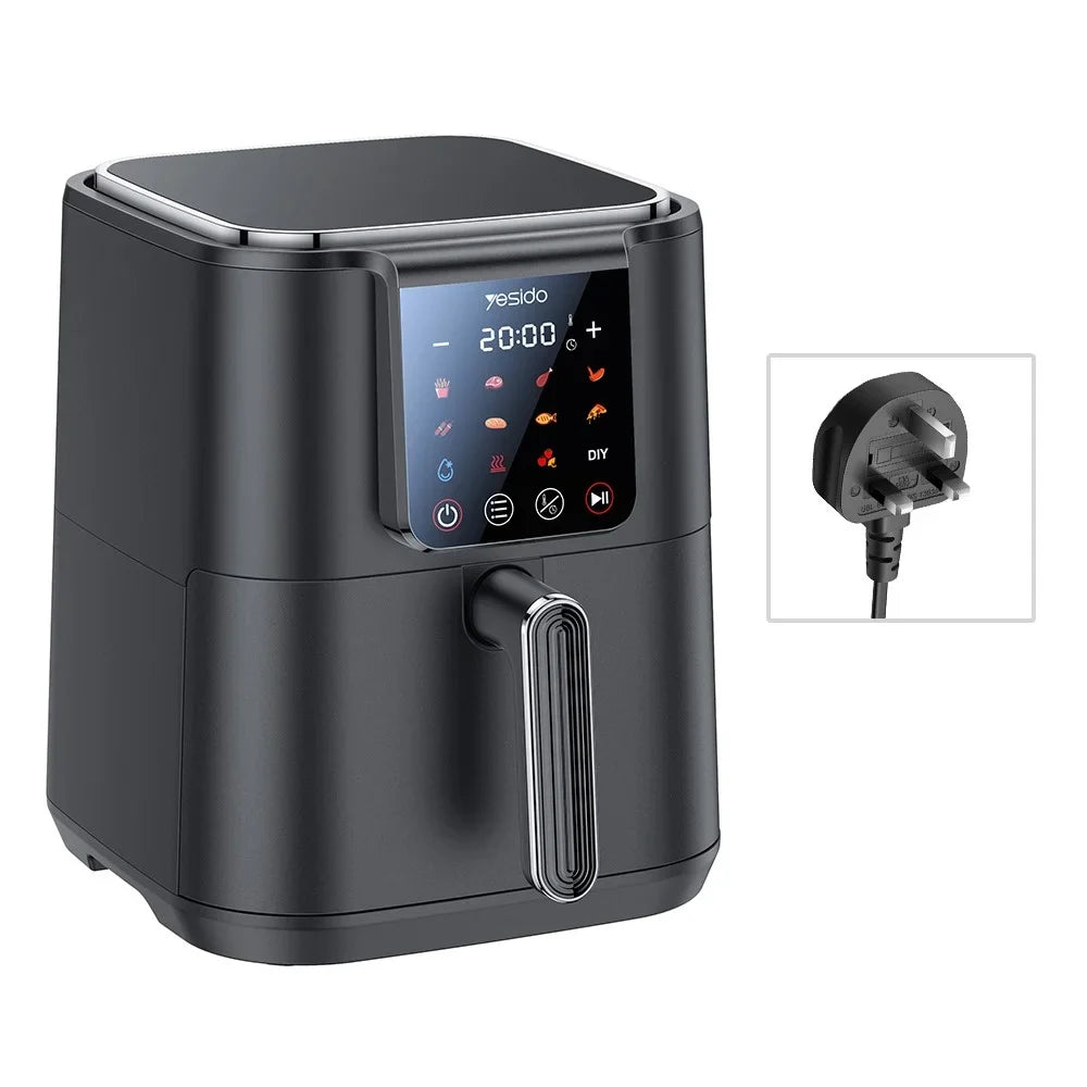 YESIDO EC35 6L Air Fryer 1500W 12 Preset Menus Touch Screen NTC Temperature Control Electric Cooker (BPA-Free, No FDA) -