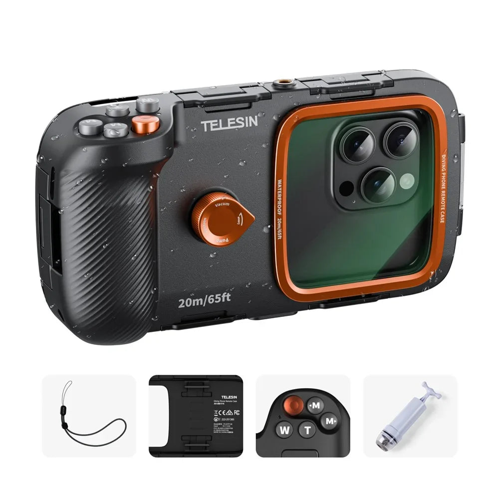 TELESIN IP68 Waterproof Diving Phone Case Bluetooth-Compatible Anti-fog 20m Underwater Photography Phone Housing