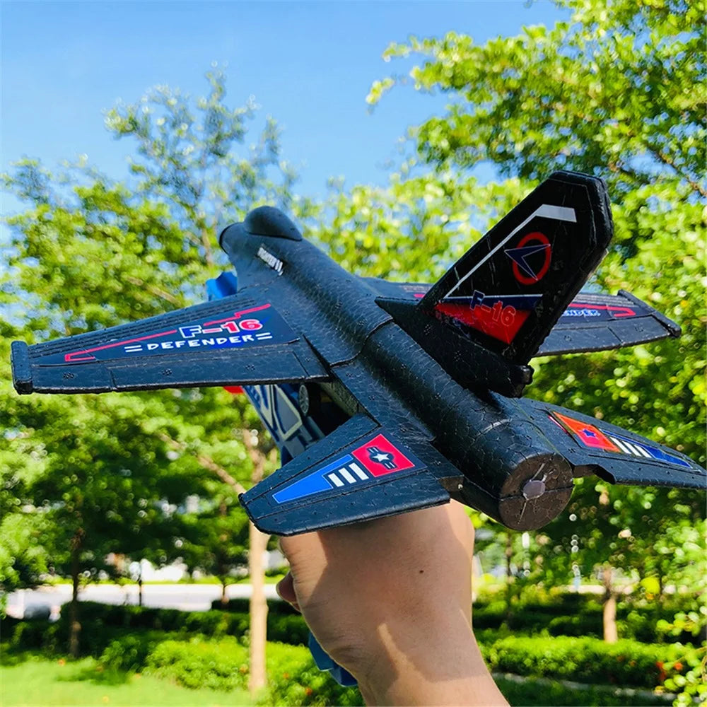 Launcher Flying Airplane Toys Throwing Kids Plane Toys Boys Birthday Gift (1 Launcher+2 Airplane Toys) - Black - 2