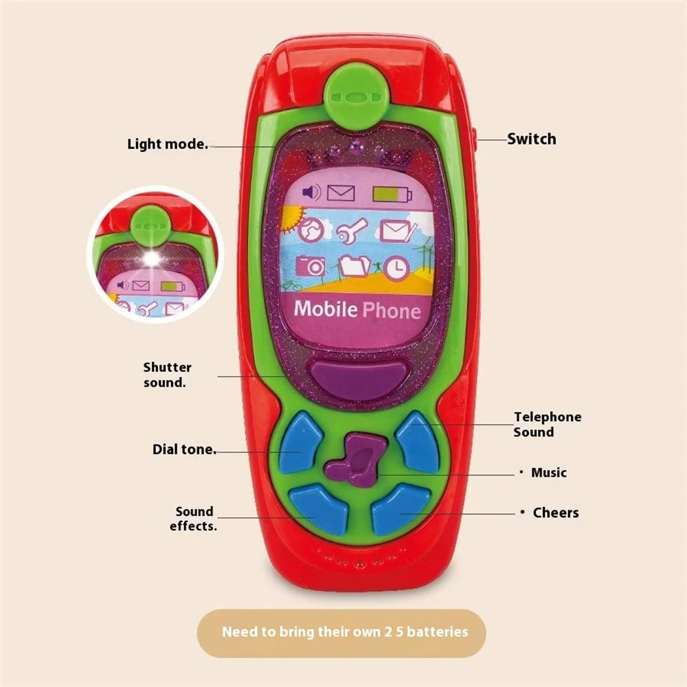 1137 Early Education Children Music Light Simulation Cartoon Mobile Phone Baby Educational Toy - Blue - 4