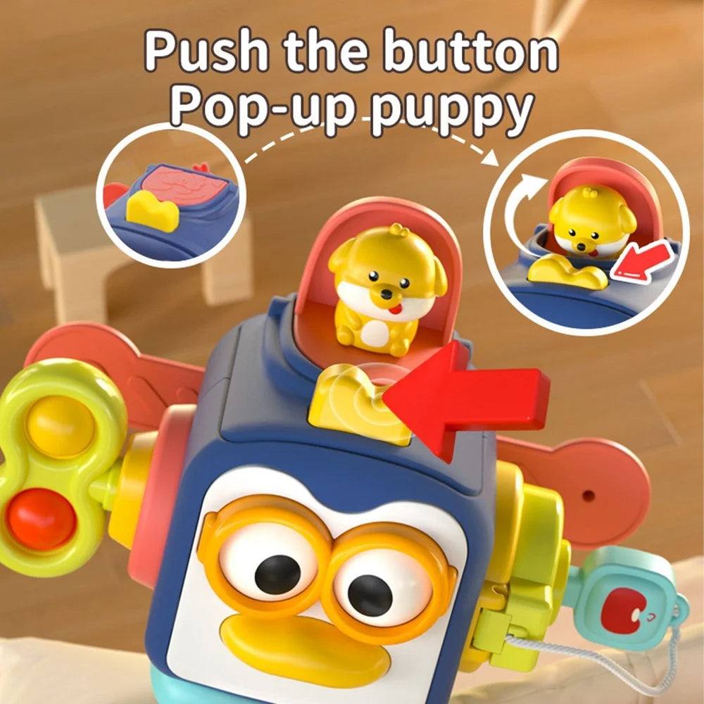 Toddler Penguin Activity Cube 6-Sided Sensory Ball Toy Gift for Baby Fine Motor Skills Development - 5