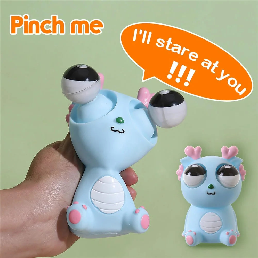 Funny Bulging Eyes Cartoon Dragon PVC Squeeze Doll Stress Relief Toy for Adult Children - Orange - 6