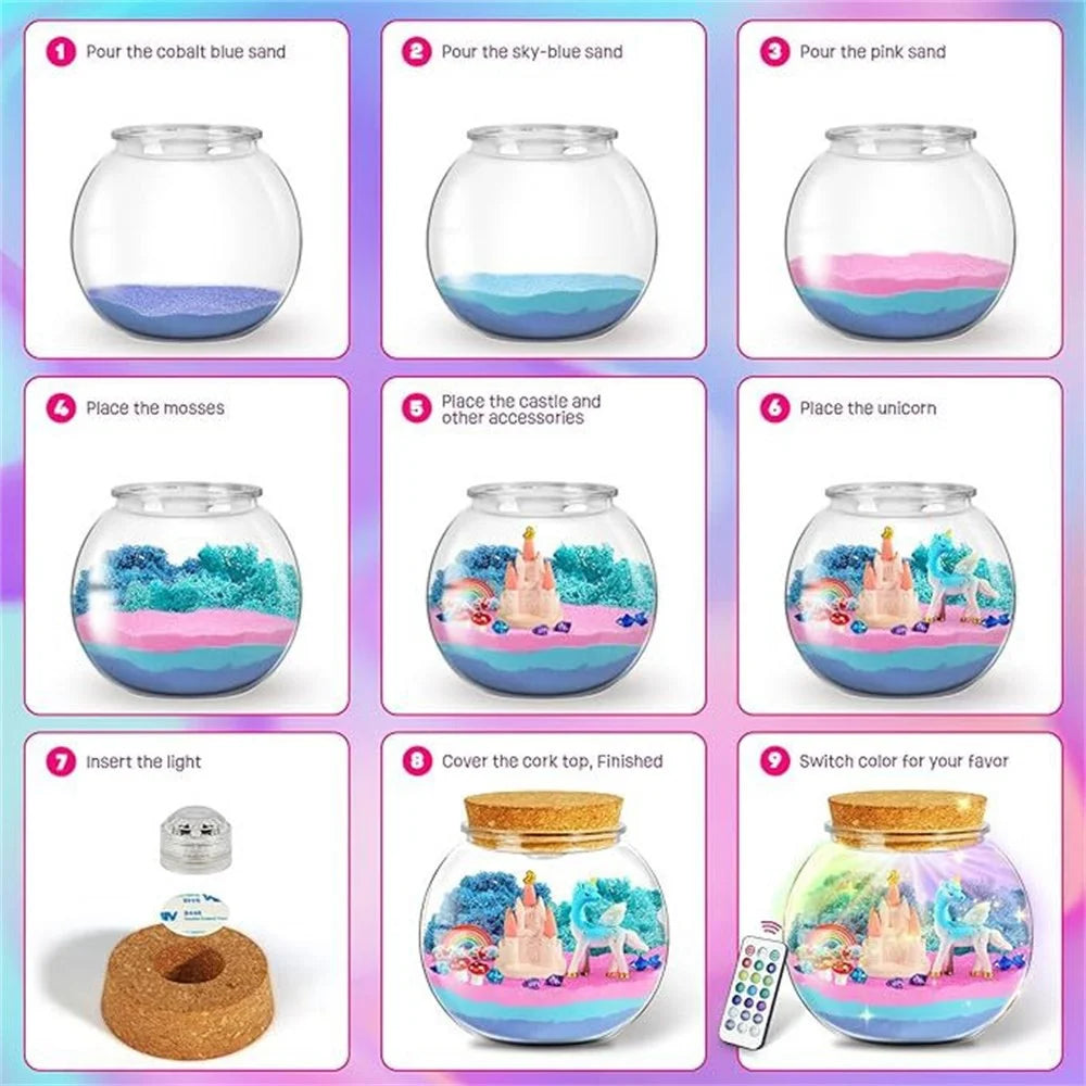 Light Up Container DIY Terrarium Kit for Kids Crystal Growing Arts Craft Educational Toy - Mermaid - 2