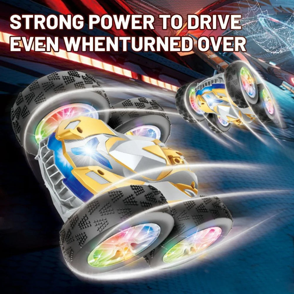 998 Remote Control Stunt Car Kids 2.4G Double Sided Flip Rolling Vehicle Toy with Cool Light - Red - 5