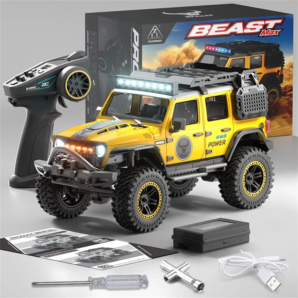ZLL SG206MAX Brushless Motor 1:20 RC Climbing Car 4WD High Speed Vehicle with LED Light, Dual Battery - Yellow - 6