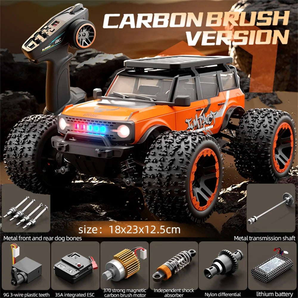 ZLL SG201PRO Brushed Motor 1:20 Scale 4WD High Speed RC Car with LED Light Remote Control Vehicle, Dual Battery - Orange - 2