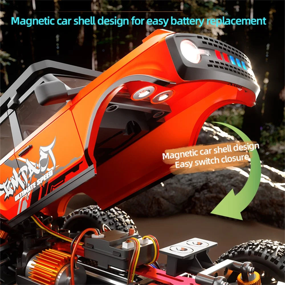 ZLL SG201PRO Brushed Motor 1:20 Scale 4WD High Speed RC Car with LED Light Remote Control Vehicle, Dual Battery - Orange - 6