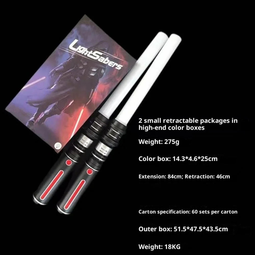 2Pcs Lightsaber Extendable Light-Up Toy Sword RGB Color Telescopic Light Bars with Sound Effect - 7
