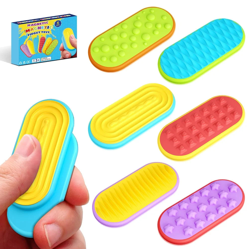 6Pcs / Set Sensory Magnet Toy Silicone Magnetic Slider for Autism Anxiety Stress Relief Toy - 1