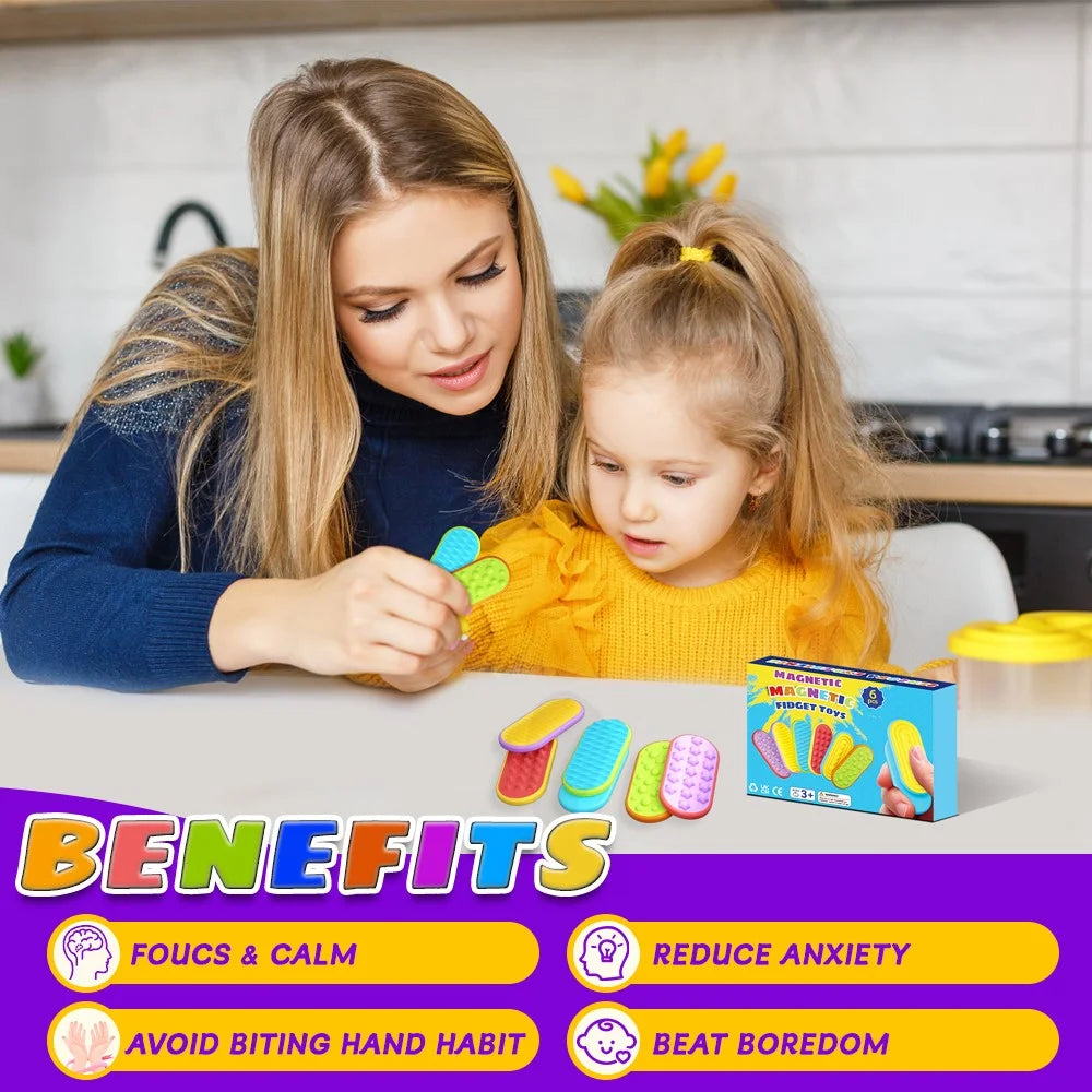 6Pcs / Set Sensory Magnet Toy Silicone Magnetic Slider for Autism Anxiety Stress Relief Toy - 5