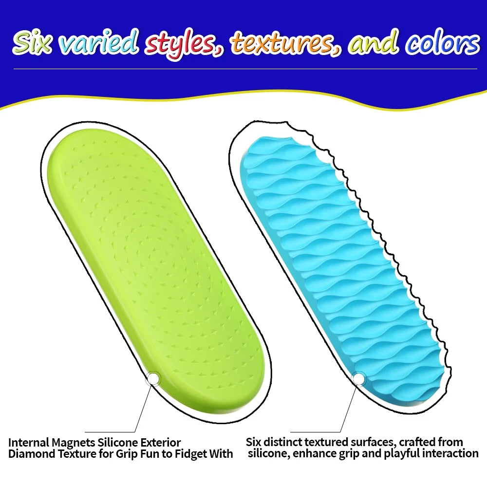 6Pcs / Set Sensory Magnet Toy Silicone Magnetic Slider for Autism Anxiety Stress Relief Toy - 6