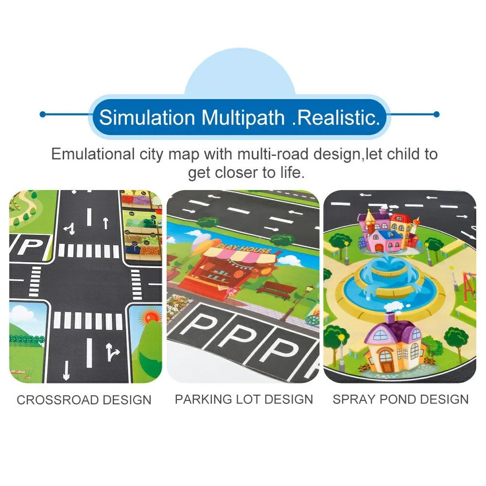 LH001 130 x 100cm Baby Play Mat Waterproof Road Map Educational Rug Toddler Crawling Carpet - 2