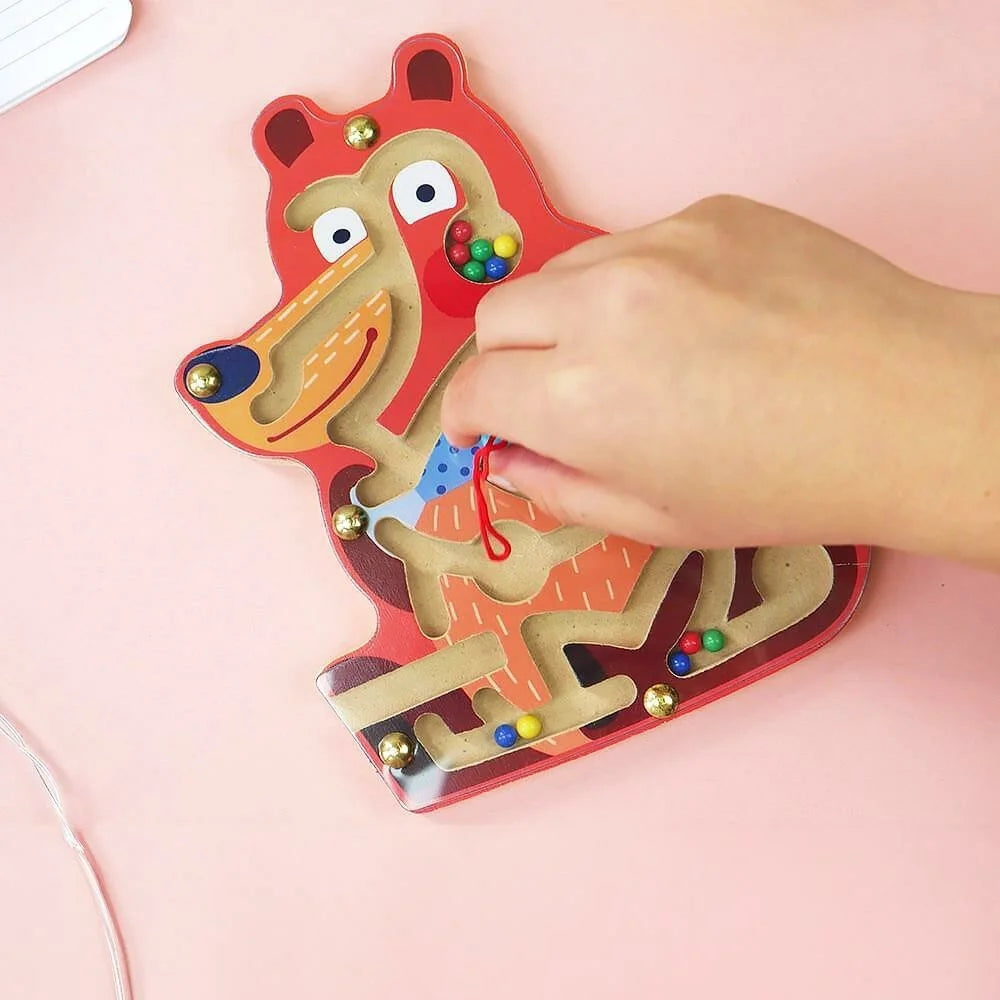 Cartoon Bear Design Wooden Magnetic Maze Board Game Educational Toy for Kids - 3