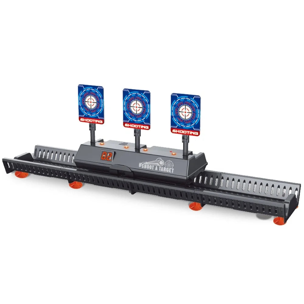 MH3541A Electronic Scoring Target Auto Return Moving Target Kids Practice Shooting Toy 3 Targets + Track System - Black - 1