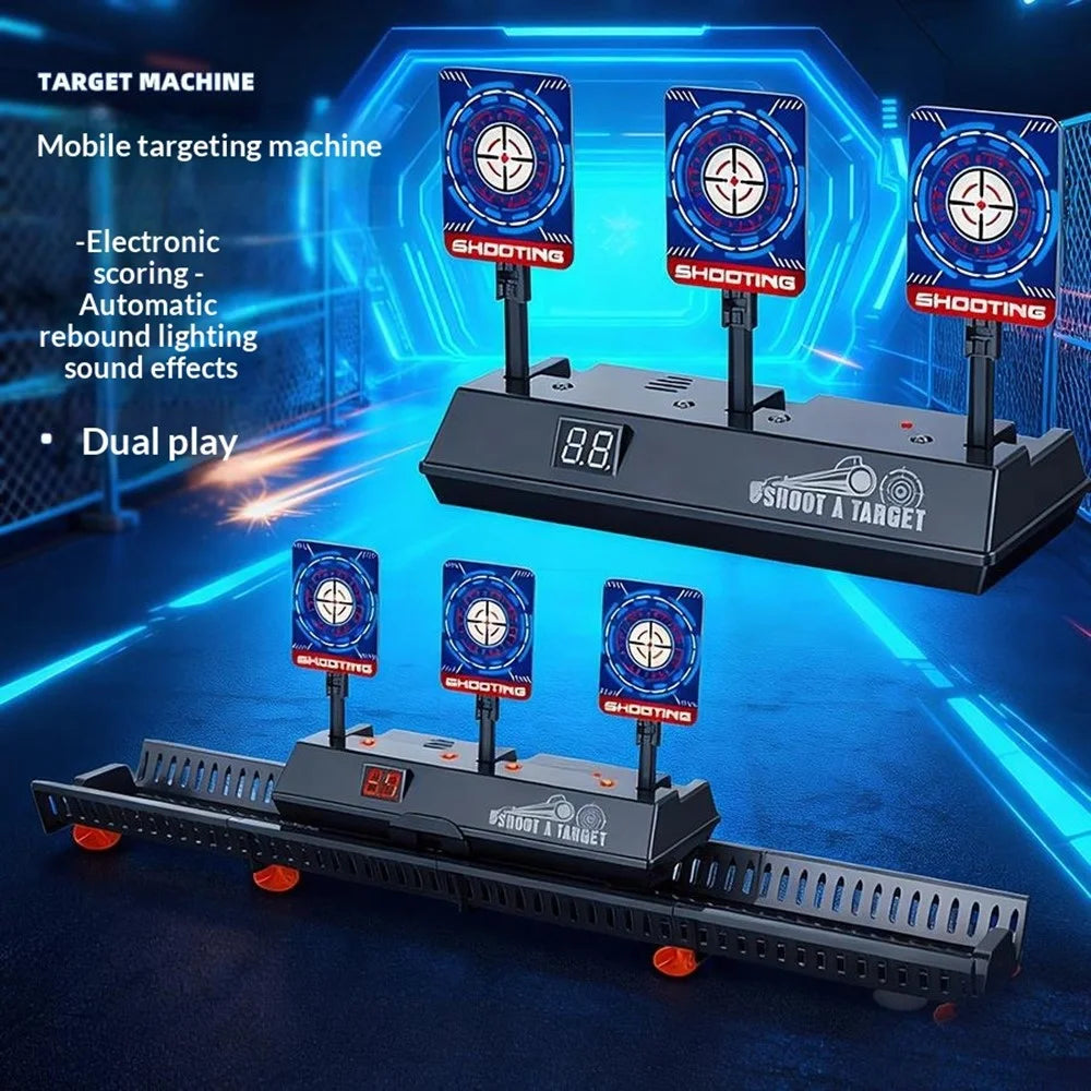 MH3541A Electronic Scoring Target Auto Return Moving Target Kids Practice Shooting Toy 3 Targets + Track System - Black - 2