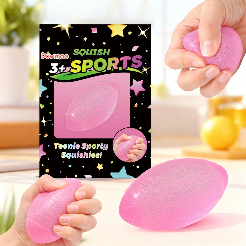 DOWMOO Mini Sports Ball Shape Stress Relief Slow Rebounding TPR Squeeze Toy Desktop Decor - Rugby - 2
