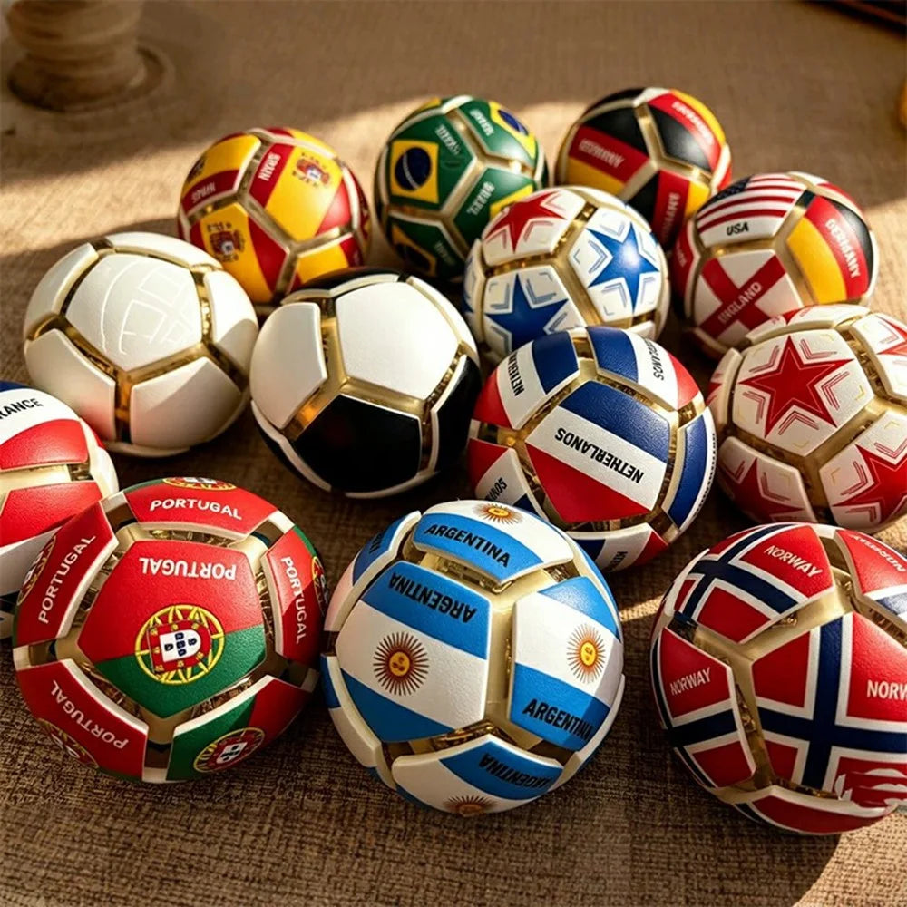 Football Keychain Country Flag Pattern Purse Bag Key Chain Press Button Decompression Ball Fidget Toy for Stress Relief - Argentina - 5