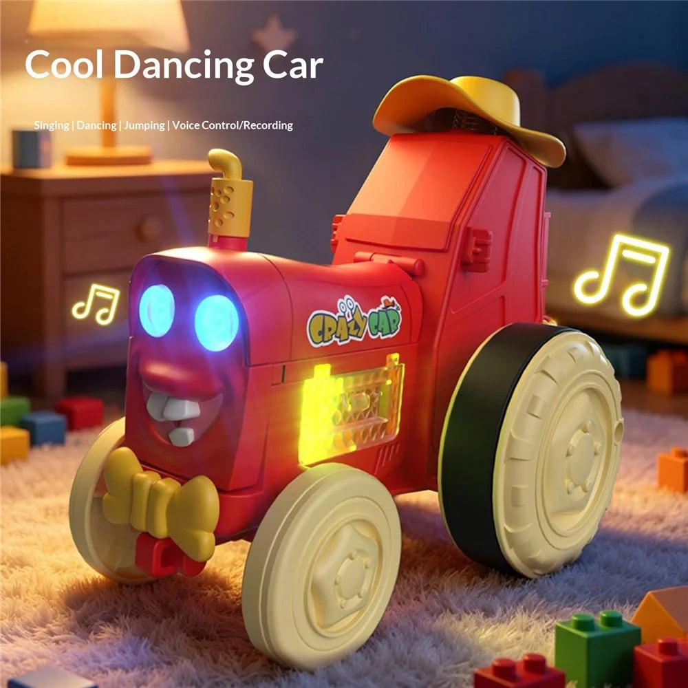 YG2105-A Electric Dancing Car Toy Rechargeable Voice-Activated Recording LED Music Stunt Car Kids Toy - Red - 2