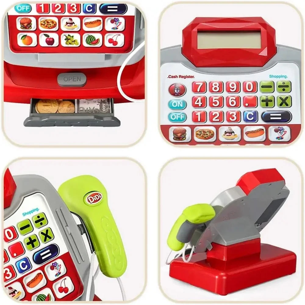 Children Pretend Play Supermarket Cash Register Set Mini Store Checkout Counter Toy with Sound Effect - 7