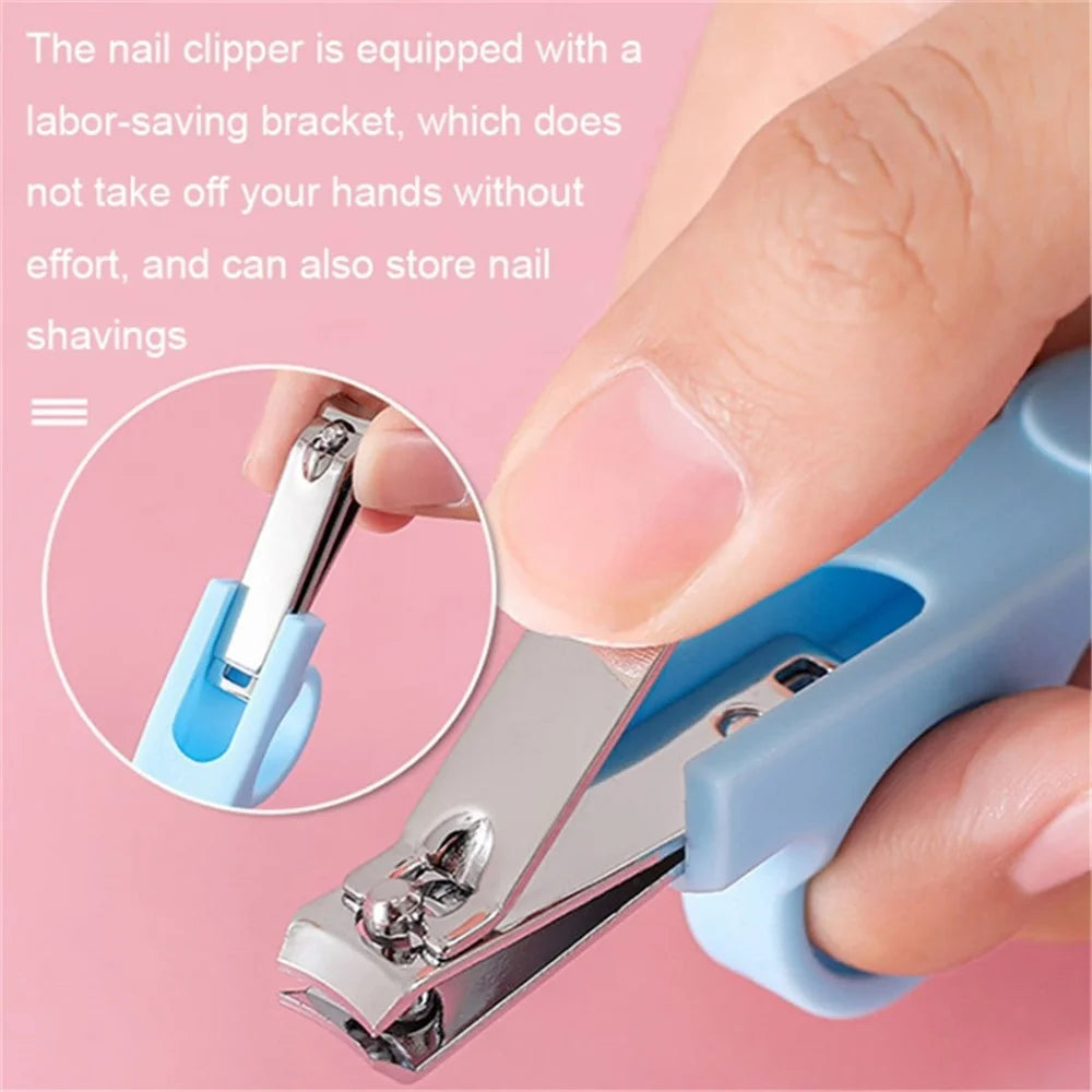 6Pcs / Set Baby Nail Care Set Toddler Nail Clippers Scissors Tweezers Nail File Kit New Mom Gift (Single-colored) - Blue - 2